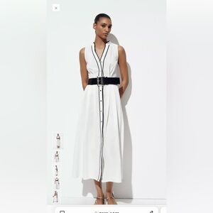 Zara White Maxi Dress with Black Accents